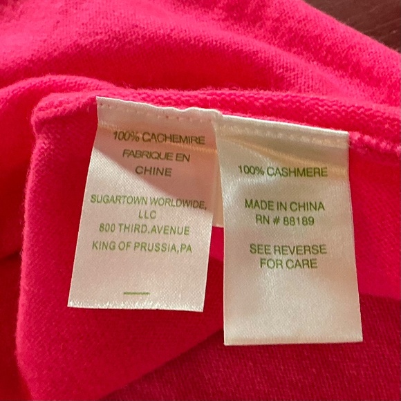 Lilly Pulitzer Sweater S/M Neon Pink 100% Cashmere Oversized Cozy V Neck Womens - Picture 11 of 16